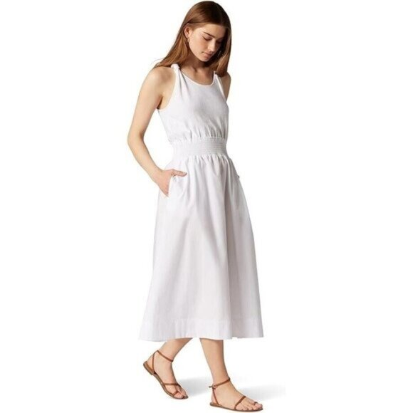Joie Dress XL White Linen Cotton Kenzie Twist Strap Midi Summer - Picture 2 of 12